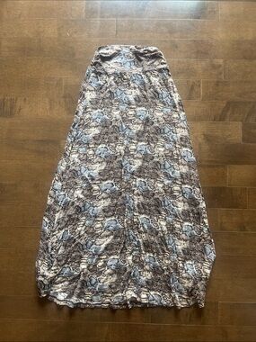bobeau Blue and Brown Snake-Print Maxi Skirt
